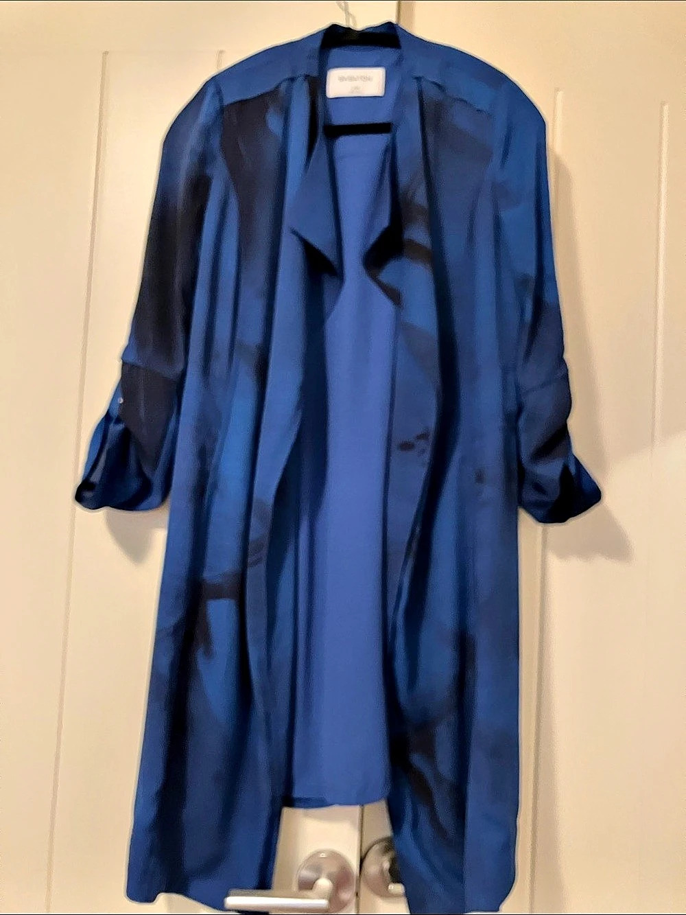 Aritzia Babaton Abstract Blue Trench Coat Size XXS no belt flowy